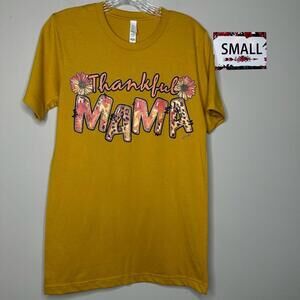 Thankful Mama Small yellow tee Thanksgiving - L&B Life